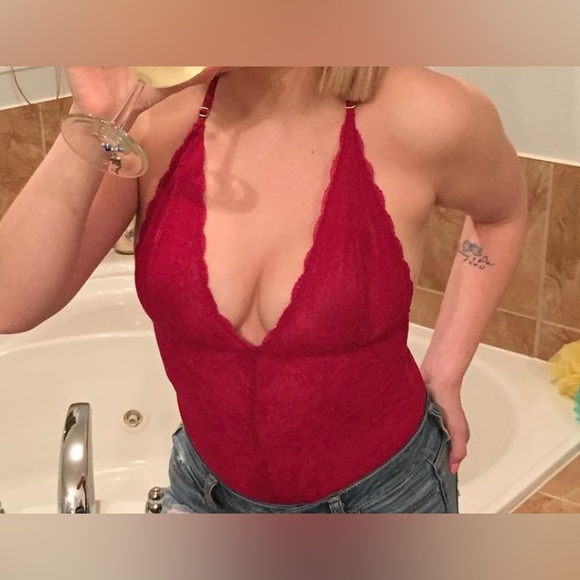 Deep V Lace Strappy Racerback Bodysuit - Picture 3 of 9